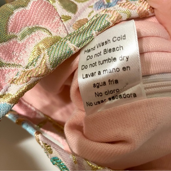 Embroidered Metallic Floral Crop Top Bralette - Pink, Gold, Blue, Green Pattern - Picture 7 of 14